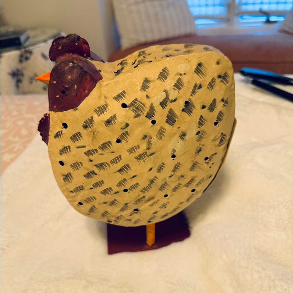 Vintage Folk Art Chicken tea light holder